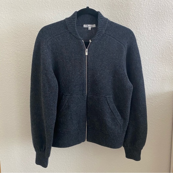 Madewell Wool-Blend Knit Bomber Jacket Small